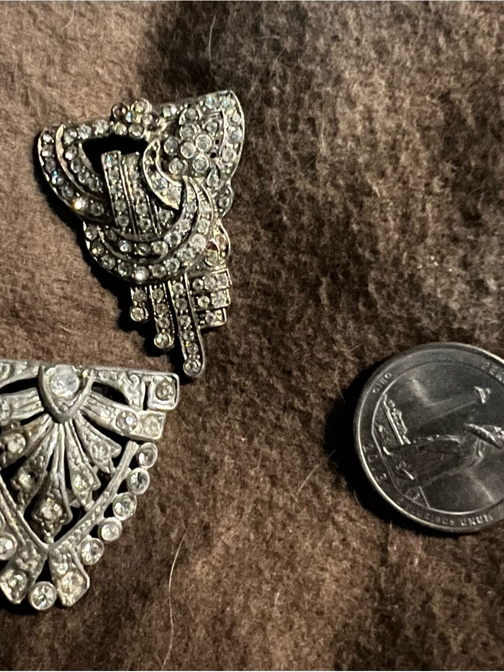 Vintage Silver-Tone Rhinestone Dress Clips